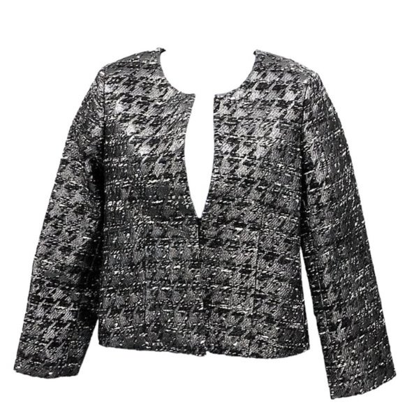 NWT J. Crew "Phoebe" Wool- Metallic Houndstooth Jacket - Picture 10 of 10